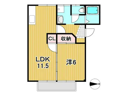 大みか祥栄マンション(1LDK/2階)の間取り写真