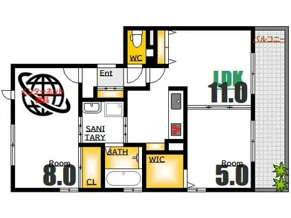 KIMIKO C棟(2LDK/1階)の間取り写真