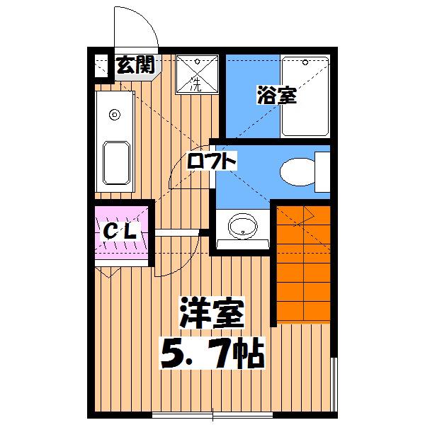 グリーンベル(1K/1階)の間取り写真