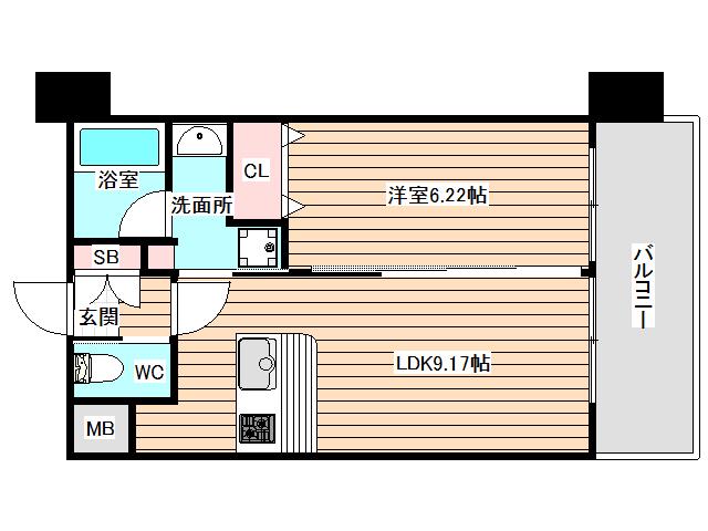 プレジオ海老江(1LDK/13階)の間取り写真