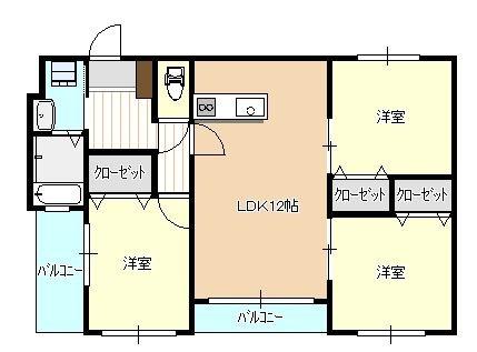 ファイン赤崎(3LDK/4階)の間取り写真