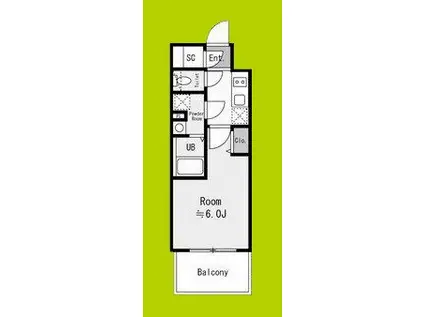 エスリード大阪イーストエッジ(1K/7階)の間取り写真