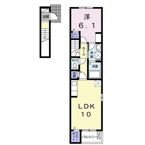 グランライトI(1LDK/2階)の間取り写真