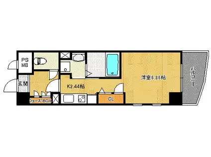 ウインズコート甲風園(1K/9階)の間取り写真