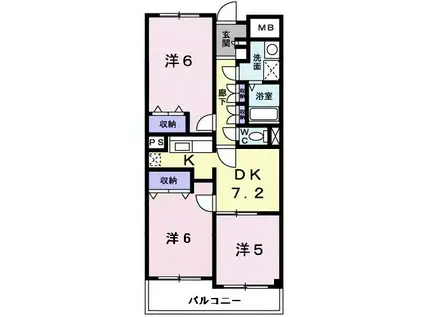 エクセレント・ティア(3DK/1階)の間取り写真