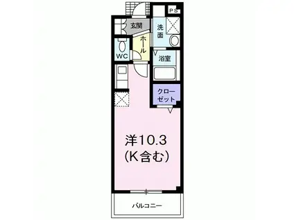 フレアビタシオンA(ワンルーム/1階)の間取り写真