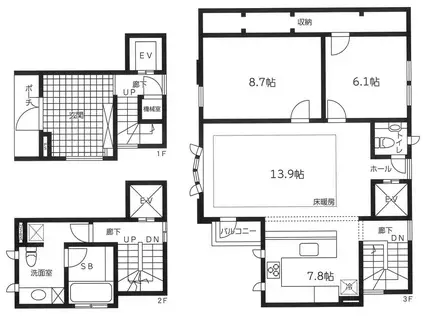 グリーンレジデンス(2LDK/3階)の間取り写真