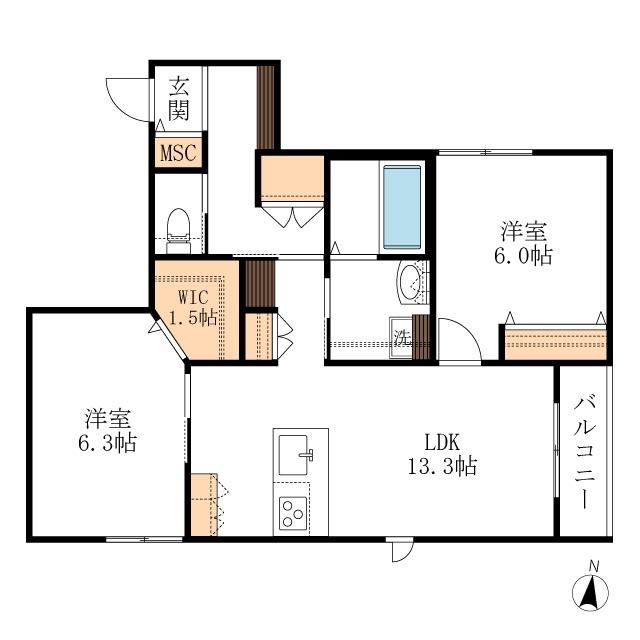 HEBEL MAISON SOCIA(2LDK/2階)の間取り写真
