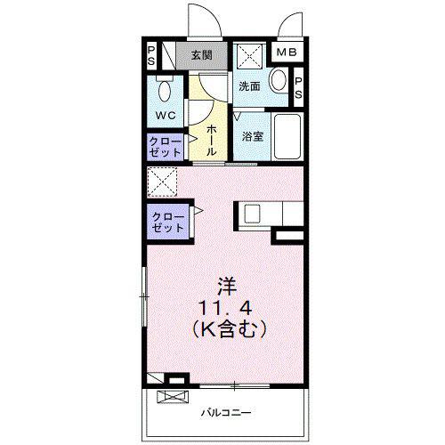 フィオーレ東鷹匠(ワンルーム/3階)の間取り写真