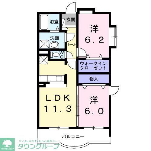オネスティ ユー カレント(2LDK/1階)の間取り写真
