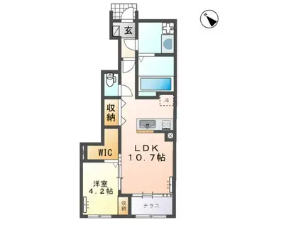 リシェル(1LDK/1階)の間取り写真