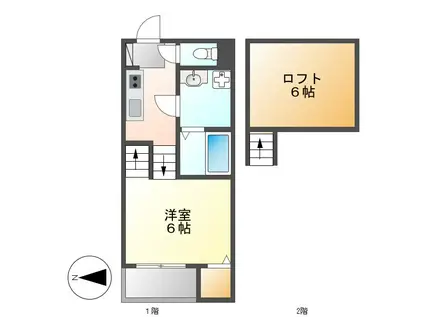 ドエル神野(1K/1階)の間取り写真