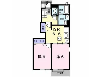 モーントシャインB(2DK/1階)の間取り写真