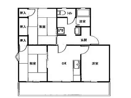 叶い坂 南棟(3DK/1階)の間取り写真