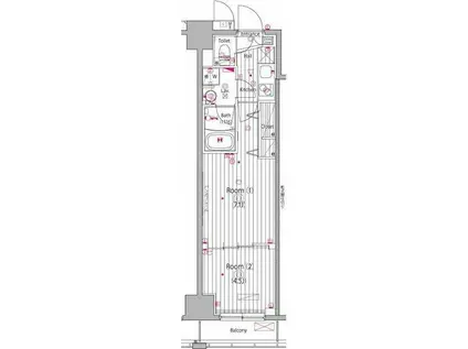 ガーラ・ステーション横濱関内(2K/4階)の間取り写真