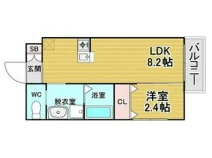 リアコート関大前II(1LDK/2階)の間取り写真