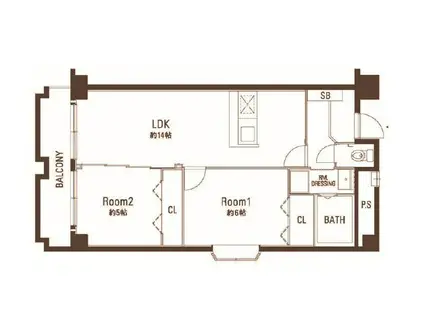 ガーデンハイツ江戸堀(2LDK/8階)の間取り写真