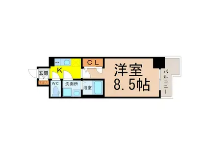 エスリード名城公園(1K/2階)の間取り写真