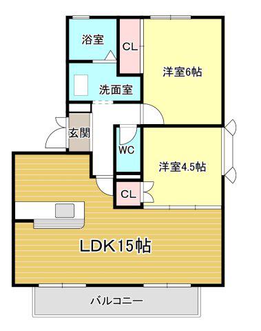 プチメゾン(2LDK/2階)の間取り写真
