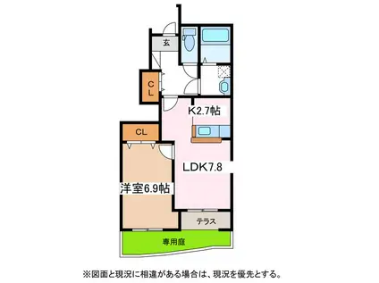 エルシオン(1LDK/1階)の間取り写真