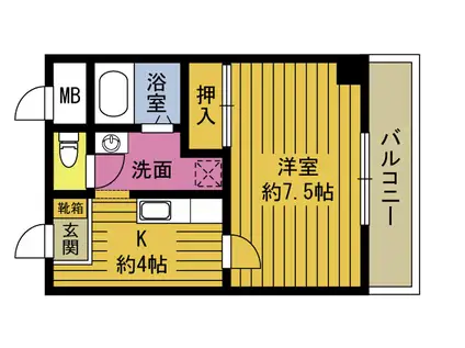 夏美ハイツ(1K/2階)の間取り写真