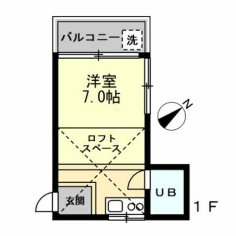 ヒルサイド(ワンルーム/2階)の間取り写真