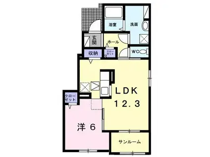 クオーレ・I棟(1LDK/1階)の間取り写真