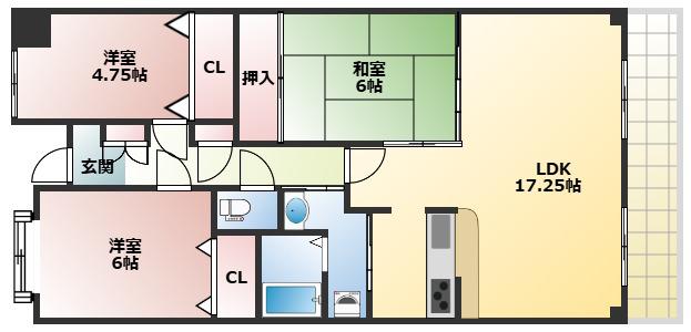 サンテ東甲子園(3LDK/2階)の間取り写真