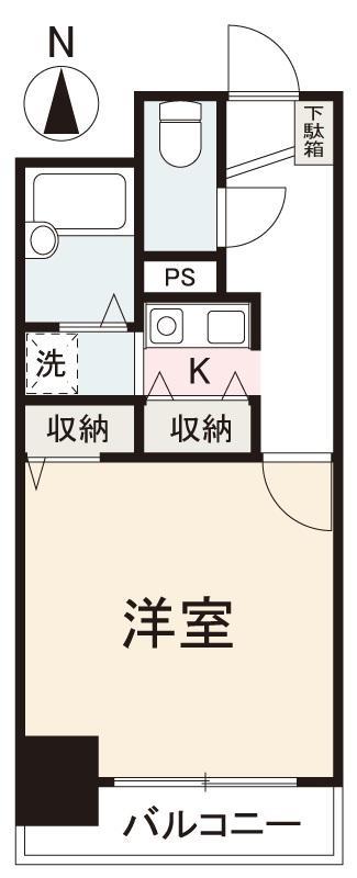 オレンジコート栗林(1K/5階)の間取り写真