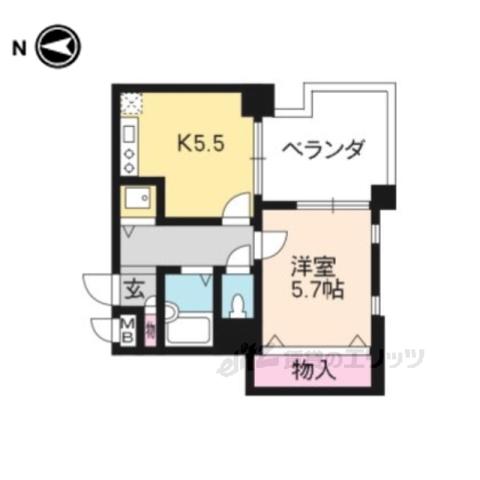 スカイウェイ洛北(1DK/1階)の間取り写真