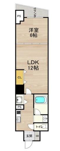 ルラーシェ難波(1LDK/11階)の間取り写真