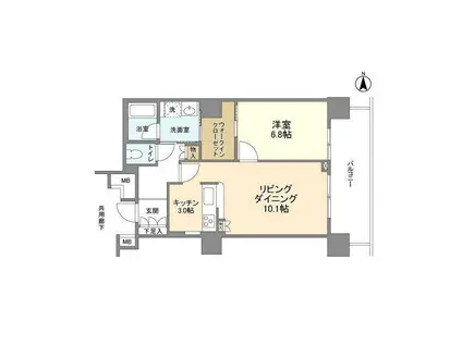 豊洲シエルタワー(1LDK/15階)の間取り写真