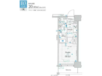 ガーラ・ステーション東神奈川(1K/8階)の間取り写真