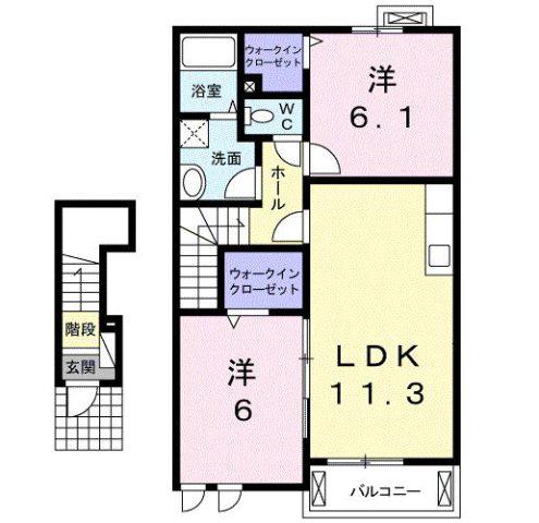 マローネ北山(2LDK/2階)の間取り写真
