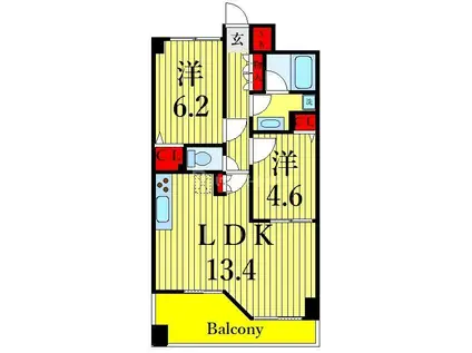 ラナイグランドハイライズ(2LDK/4階)の間取り写真