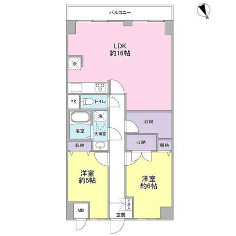 ラ・コスタ壱番館(2LDK/4階)の間取り写真