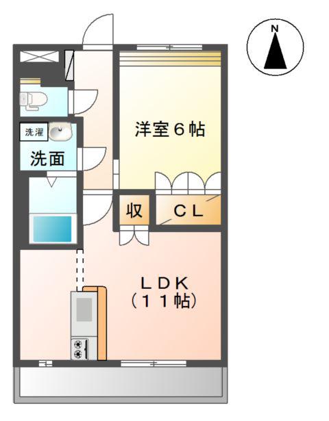 グランディール・フローラ(1LDK/1階)の間取り写真