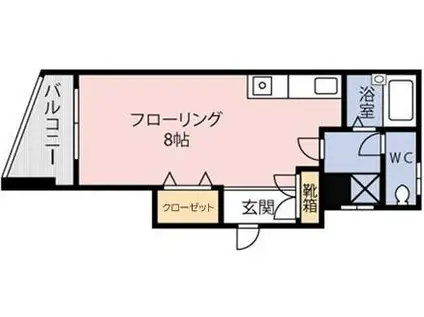 エバグリーン山王(ワンルーム/4階)の間取り写真