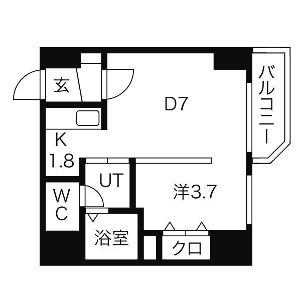 レジデンスタワー札幌(1LDK/4階)の間取り写真