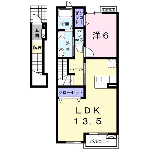 コーポみどりA(1LDK/2階)の間取り写真