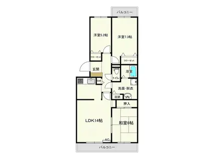 エスポワール松風台I(3LDK/1階)の間取り写真