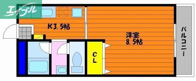 コーポBEEHOUSE(1K/3階)の間取り写真