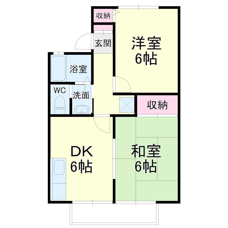 ファミールA(2DK/1階)の間取り写真