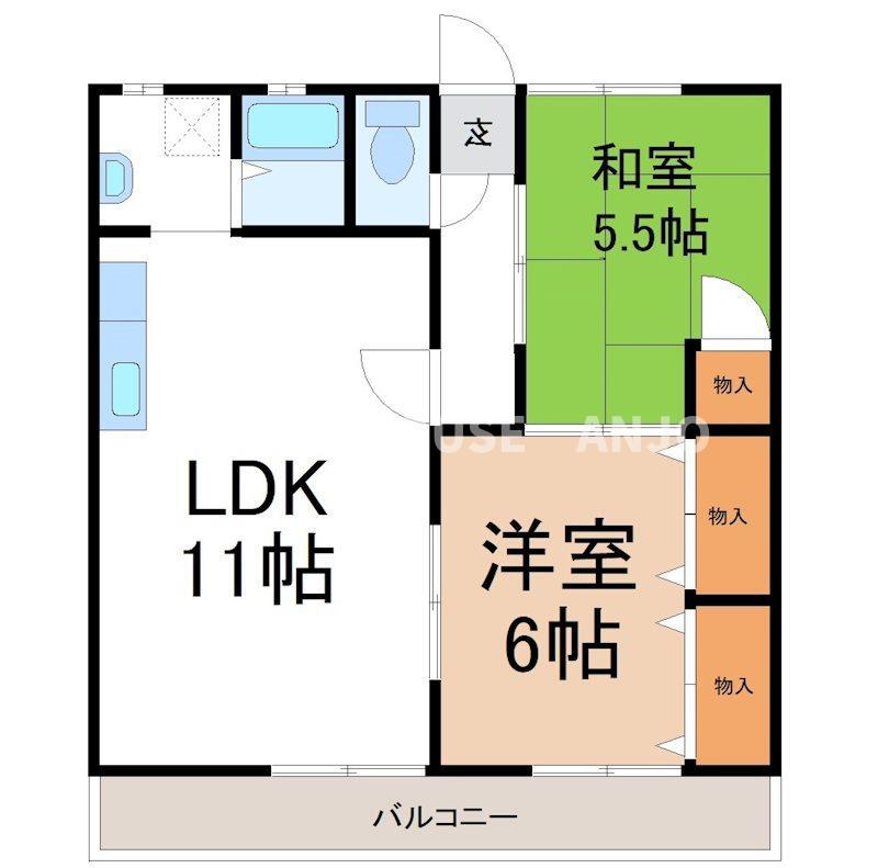 マンション久保田(2LDK/3階)の間取り写真