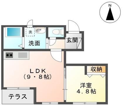 ファンシー彩(1LDK/1階)の間取り写真