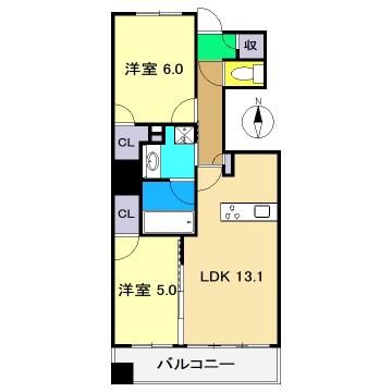 セントラルレジデンス高知中央公園(2LDK/17階)の間取り写真