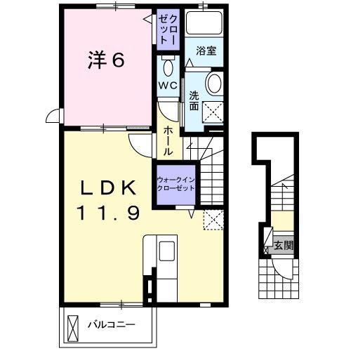 グラマシー・エスI(1LDK/2階)の間取り写真