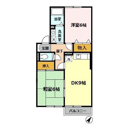コンフォール里音(2DK/1階)の間取り写真