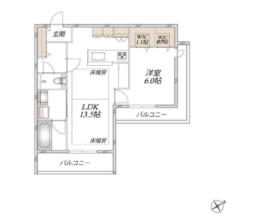市ノ坪メゾン(1LDK/3階)の間取り写真