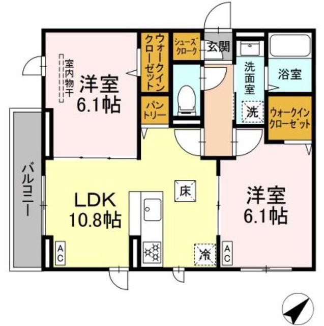D PAINA 菅A(2LDK/2階)の間取り写真